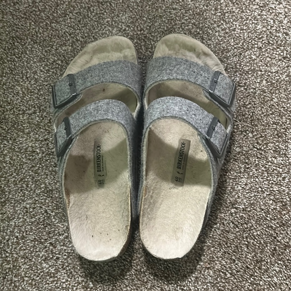 Felt/fuzzy Birkenstock sandals